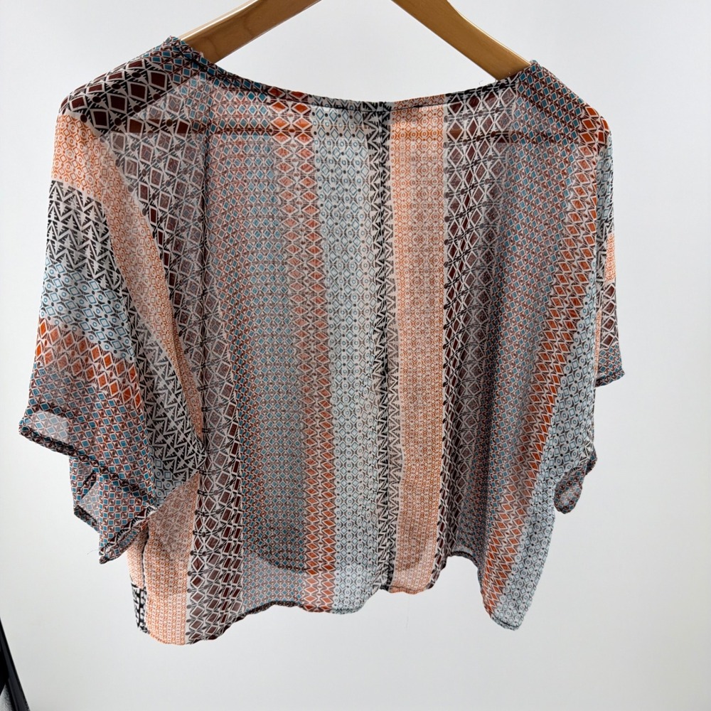 Forever 21 Contemporary Womens Geometric Tribal Sheer Chiffon Crop Top-Medium